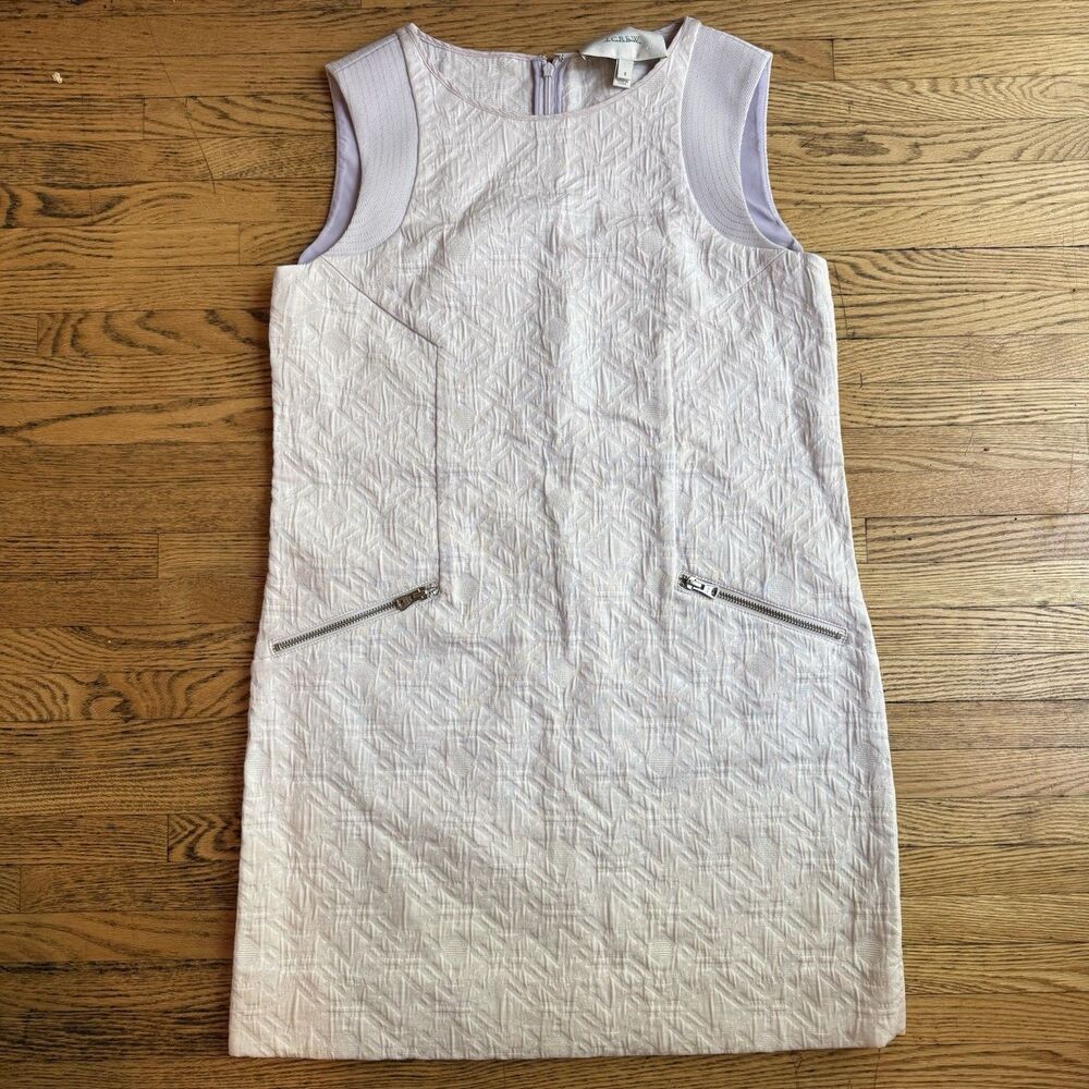 J. Crew Women size S Jacquard Lilac Shift Dress Zipper Pockets Sleeveless Office